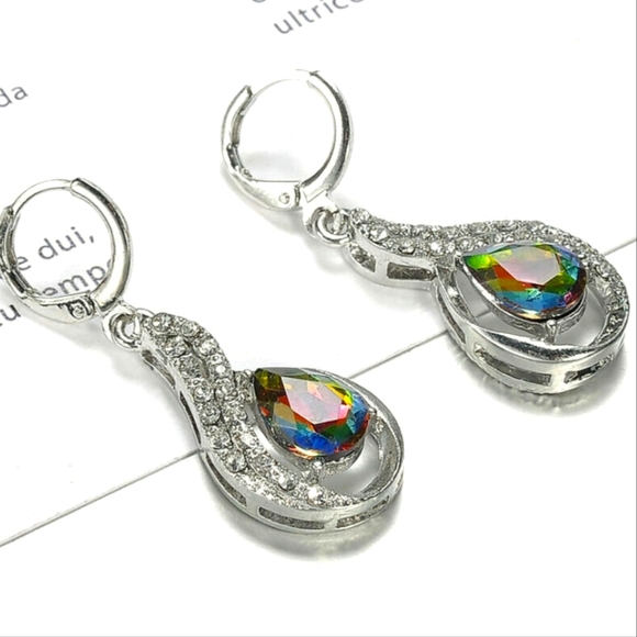 roses_garden Jewelry - Elegant Silver and Rainbow Topaz Earrings